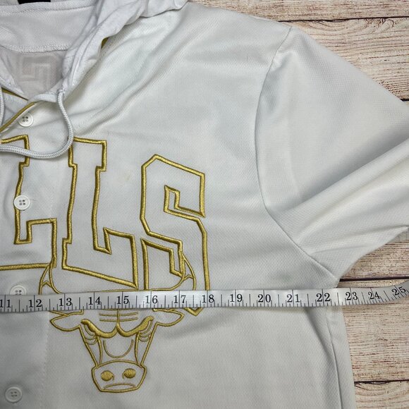 NBA Chicago Bulls White Gold Hooded Button Jersey XL #66 Chicago Short Sleeve - Picture 5 of 12